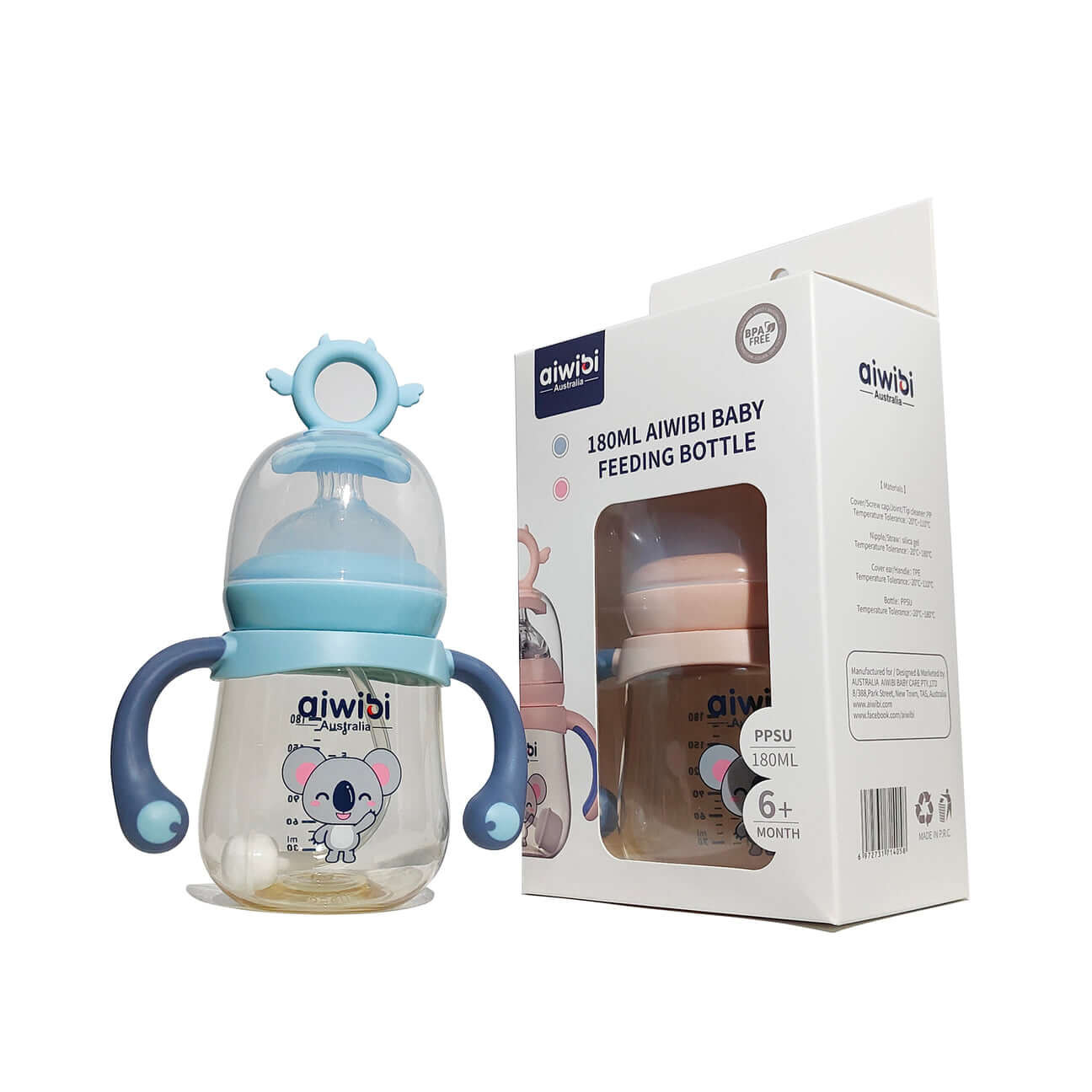 Aiwibi Bpa-Free Baby Feeding Bottle With Flexible Straw Design Allow 360° Drinking 180Ml